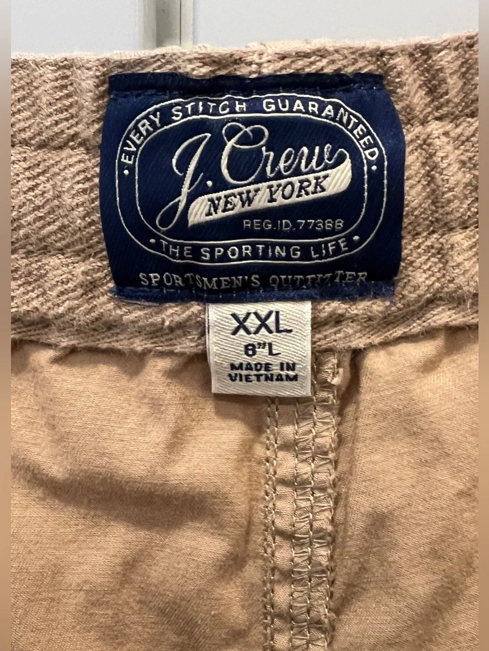 J.CREW MEN’S 8” DOCK SHORT, KHAKI, SIZE XXL.